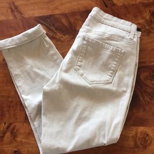 Vintage America Rolled Cuff Beige Capri Jeans